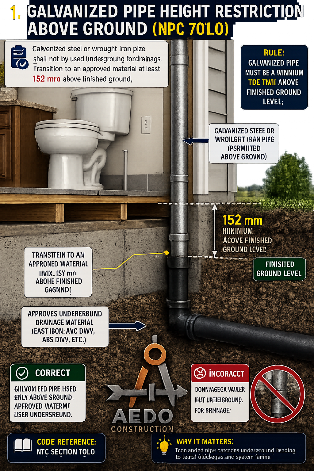 Galvanized Pipe Height Restriction Above Ground (NPC §700)